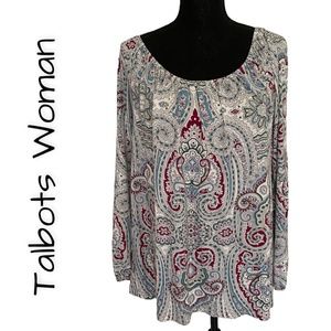 🎉2xHP🎉 TALBOTS WOMAN Paisley Boho-style Top, Size 2x